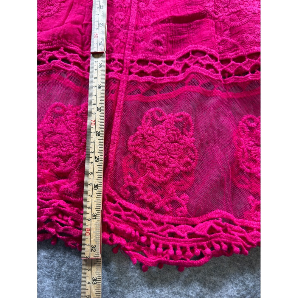 Eomenie Lace Bathing Suit Cover Up Women OS Hot Pink Plunging V Neck Beach Dress - Picture 4 of 12